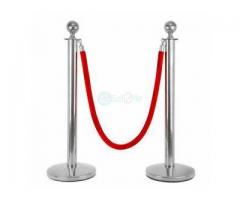 Rope Type Stanchion Queue Barrier Stand (Gold or Silver Color) BY HIPHEN SOLUTIONS