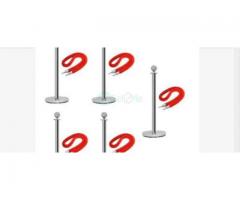 Rope Type Stanchion Crowd Queue Control Barrier Post - 4 Poles + 4 Ropes by hiphen